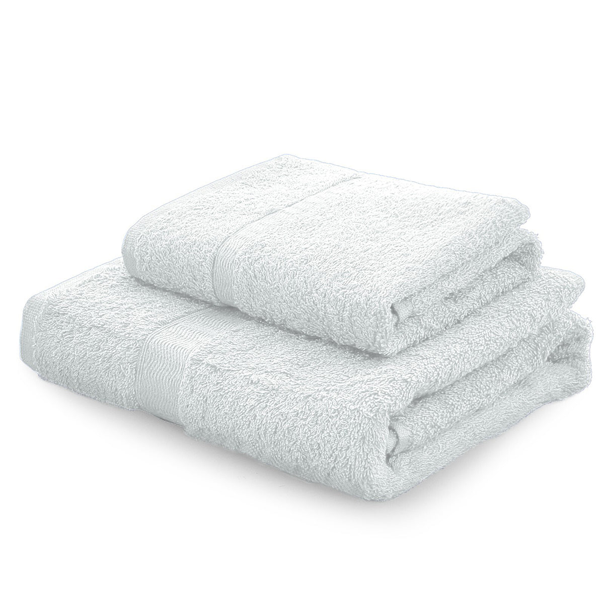 Set asciugamani in spugna Gabel Tinta Unita bianco presentato su sfondo bianco