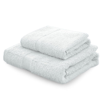 Set asciugamani in spugna Gabel Tinta Unita bianco presentato su sfondo bianco