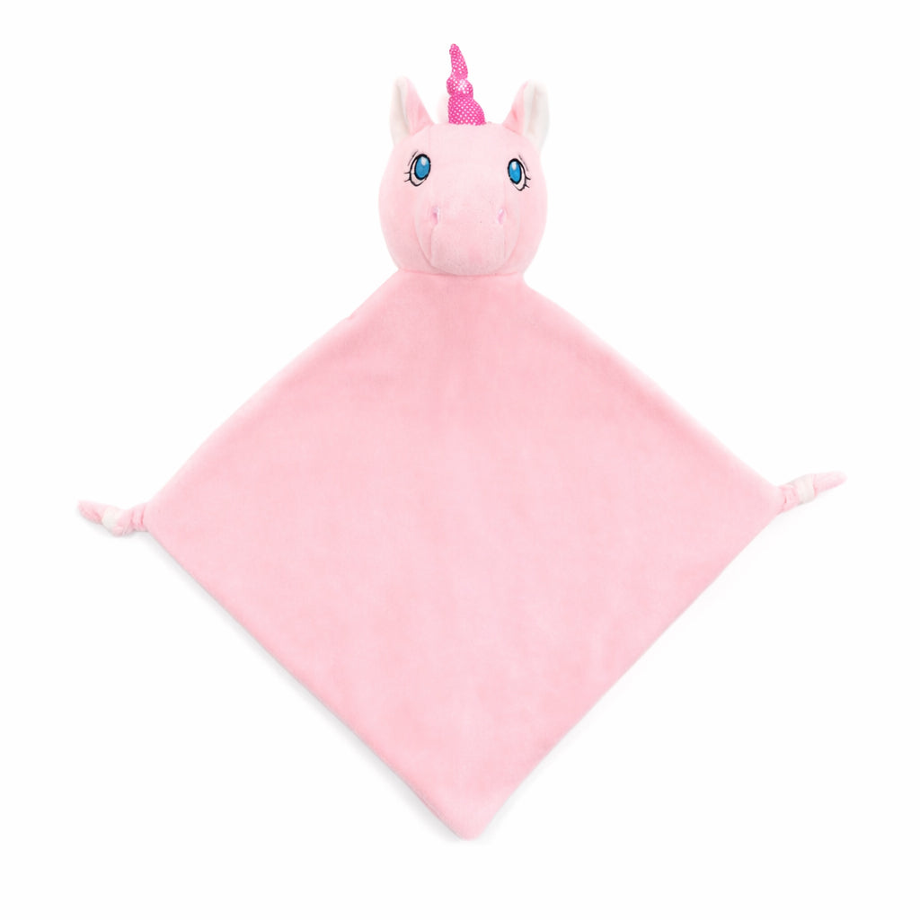 Doudou con testolina di unicorno rosa