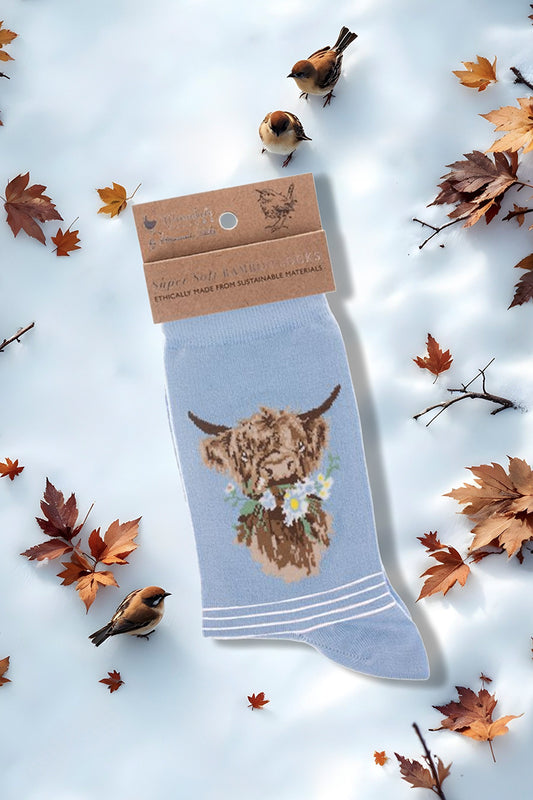 Calze Donna in bamboo Wrendale Designs: Daisy Coo' Highland Cow