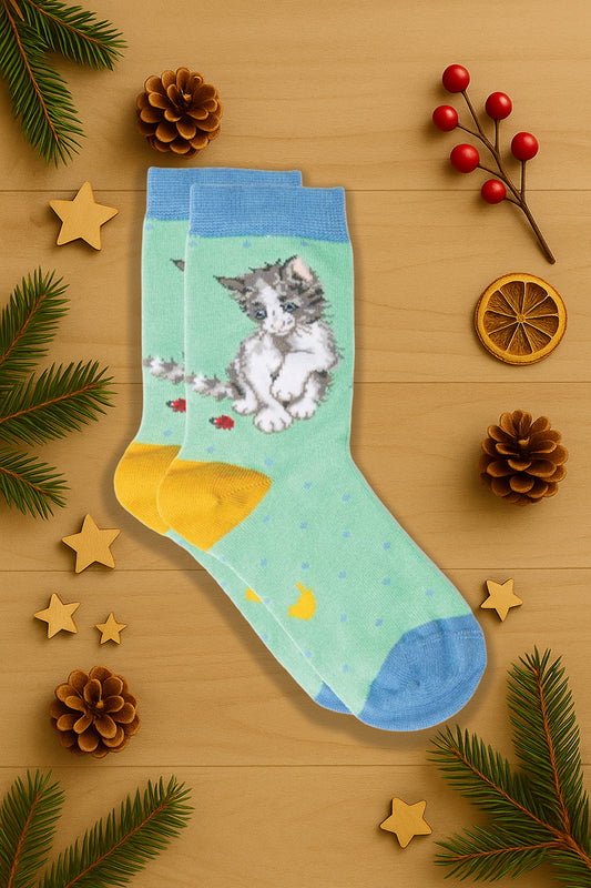 Calze Bambini in bamboo Wrendale Designs: Ladybird Cat