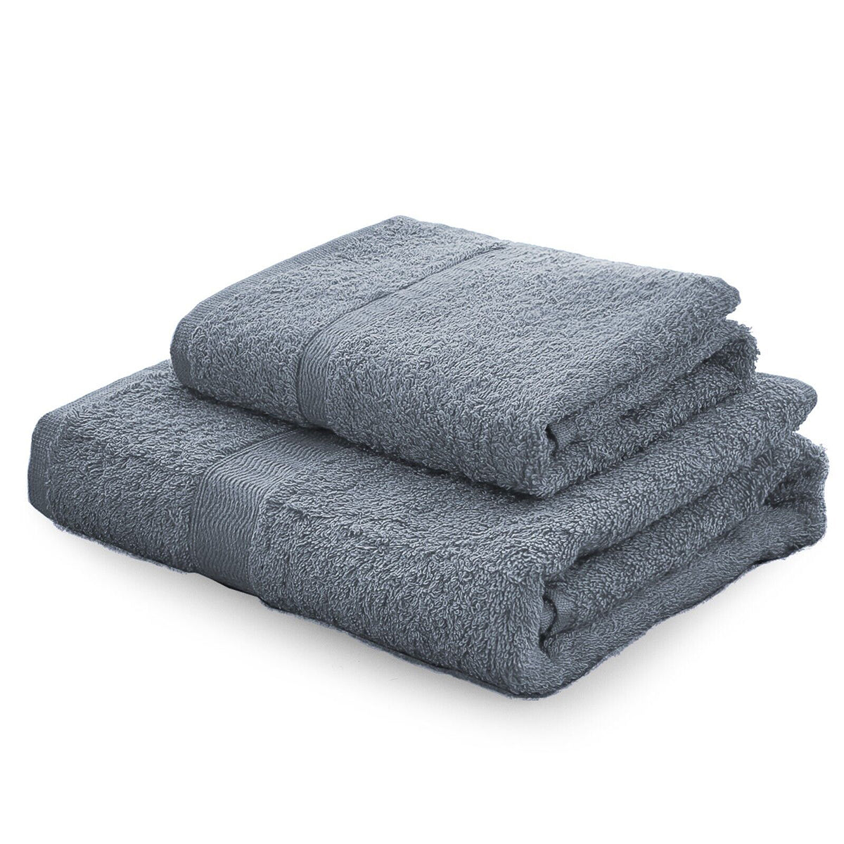 Set asciugamani in spugna Gabel Tinta Unita metallo presentato su sfondo bianco