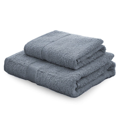 Set asciugamani in spugna Gabel Tinta Unita metallo presentato su sfondo bianco